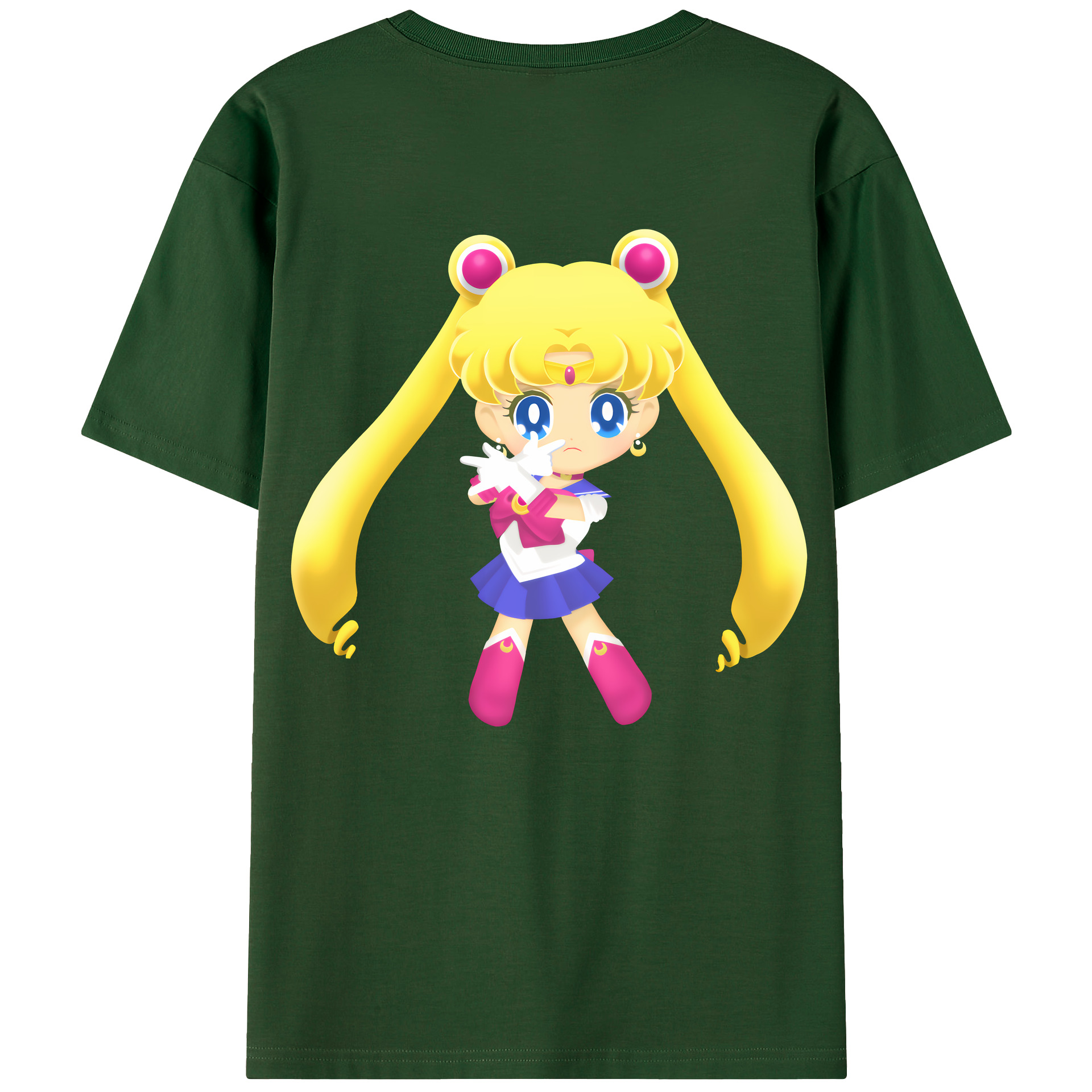 （画像用） 美少女戦士セーラームーン 月野 うさぎ つきの うさぎ Sailor Moon Tsukino Usagi 綿100％半袖Tシャツ（背面プリント）